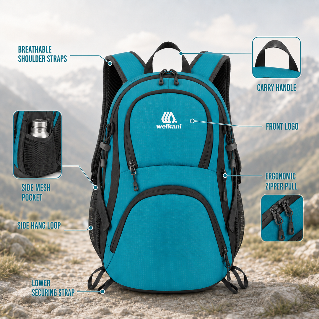 Unisex 20L outdoor hiking backpack in classic black for day trips