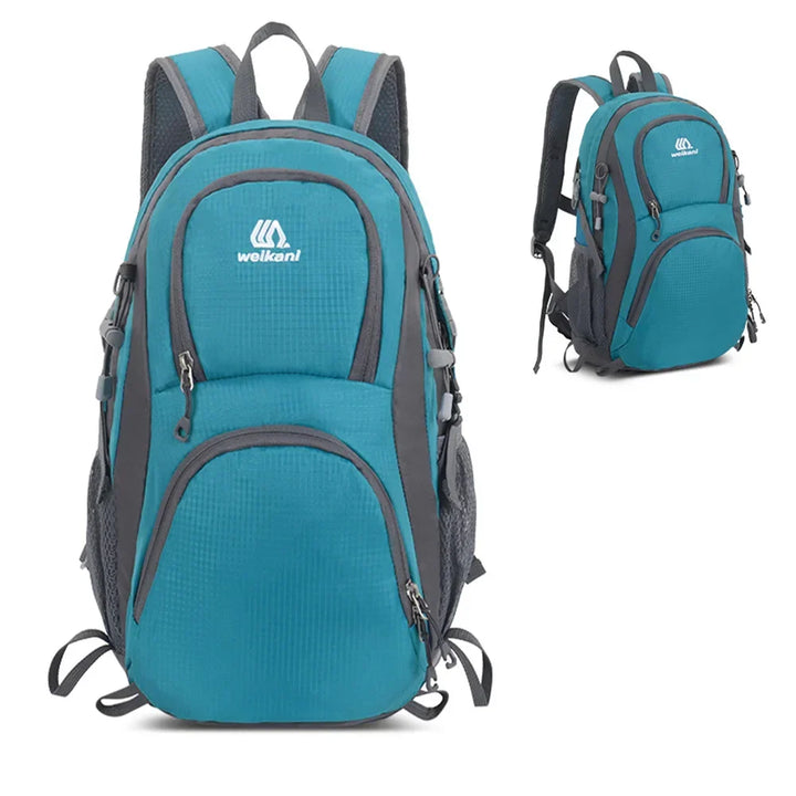 Traveler walking outdoors with the unisex hiking backpack equipped