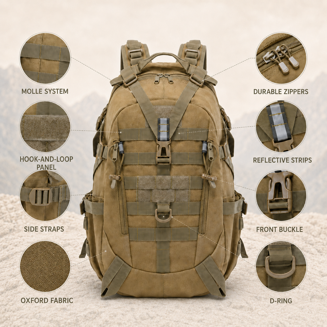Unisex 40 litre tactical backpack in classic black for outdoor hiking
