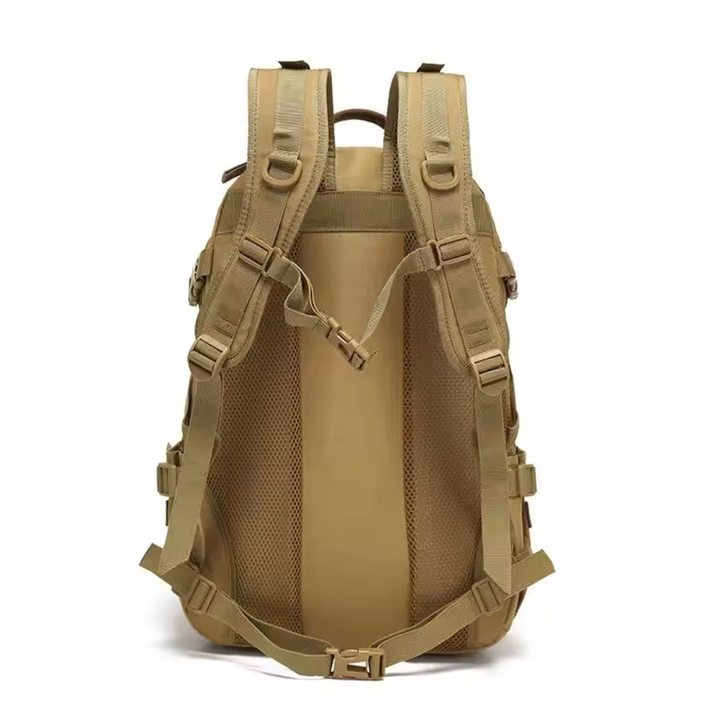 Front utility pocket open revealing internal organization slots