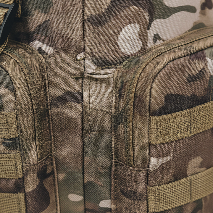 Multi-pocket hiking backpack designed for extended outdoor travel and camping