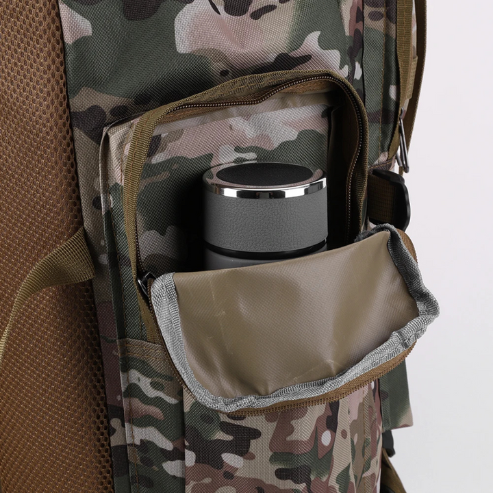 Unisex 80L tactical backpack front view showing MOLLE webbing system