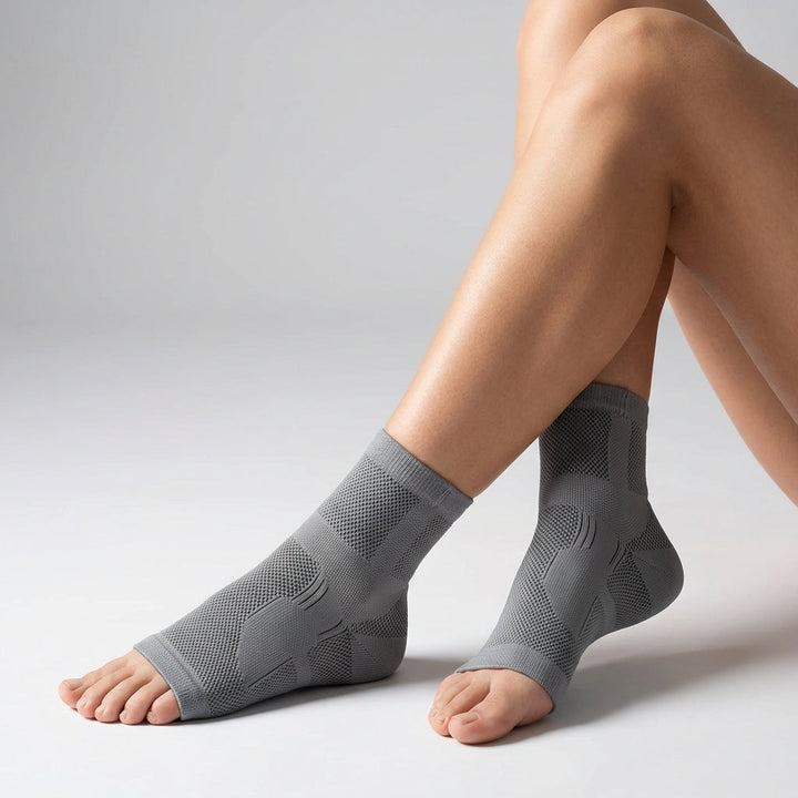 Breathable ankle compression sleeve for swelling relief and arch support