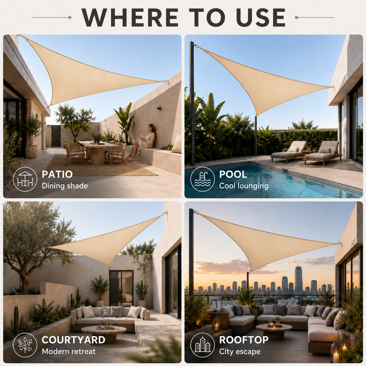 Durable garden umbrella alternative large sun sail canopy for outdoor living
