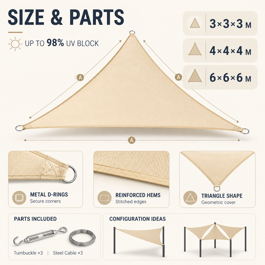 Modern patio shade sail canopy mounted securely for backyard weather defense