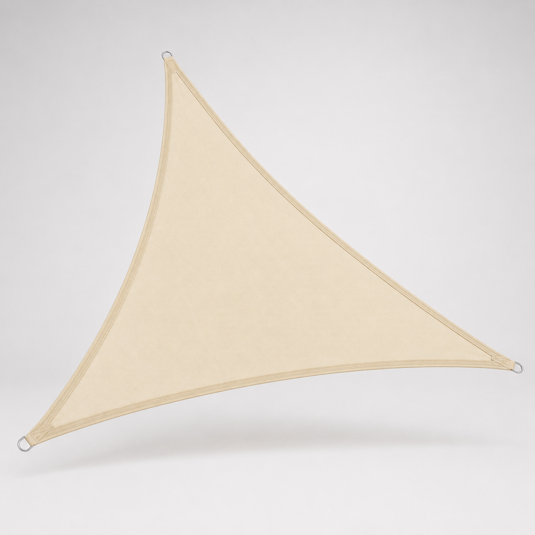Backyard patio shade solution using a large triangle sail canopy