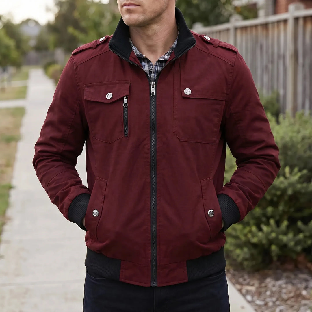 Back view of men's spring and autumn casual outerwear jacket