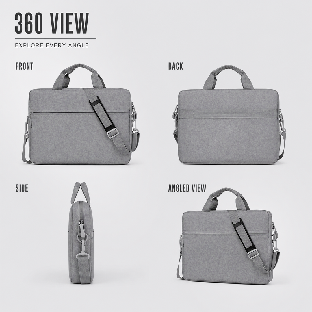 Unisex waterproof tech laptop sleeve bag, front view showing sleek minimalist design