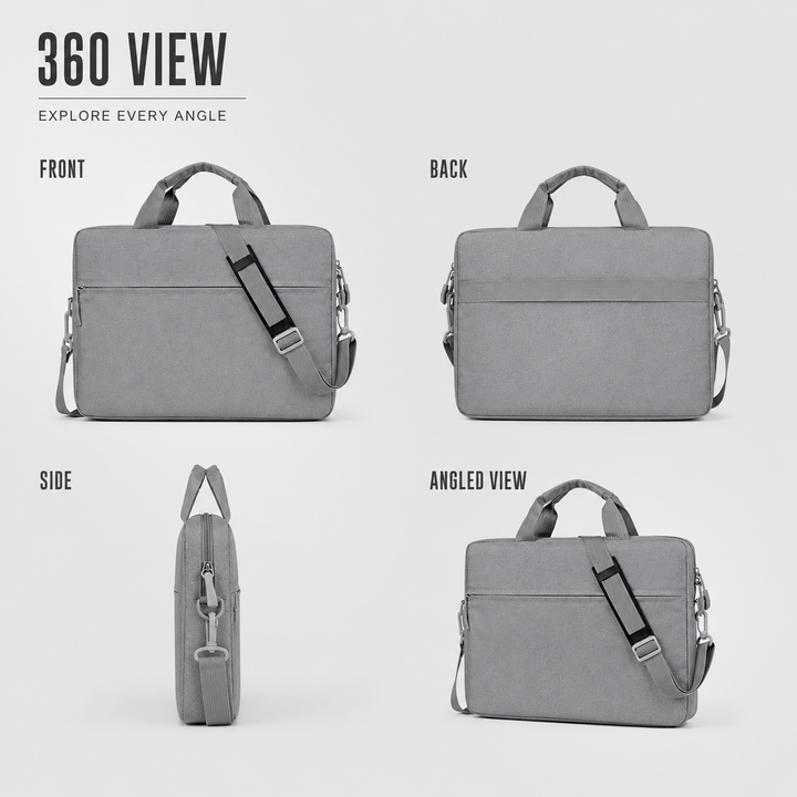 Unisex waterproof tech laptop sleeve bag, front view showing sleek minimalist design