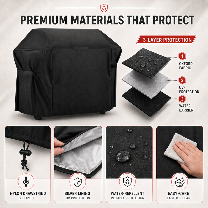 Durable outdoor grill protector against harsh weather conditions
