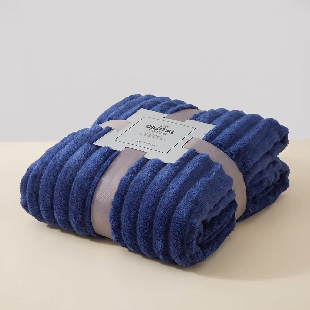Detailed view of soft throw blanket fabric and stitching