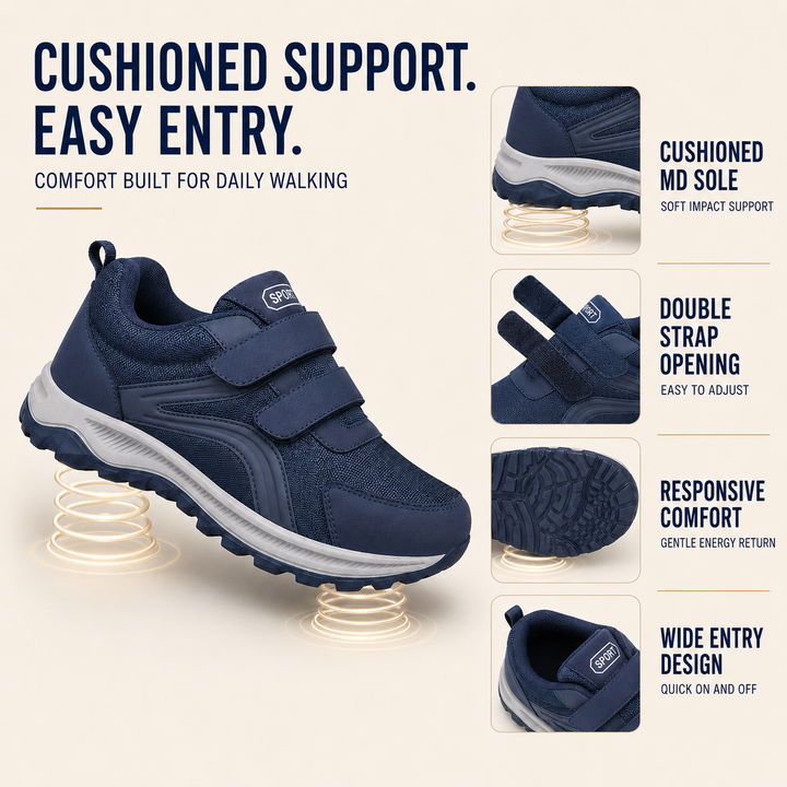 Diabetic walking shoes with extra depth and breathable mesh upper material