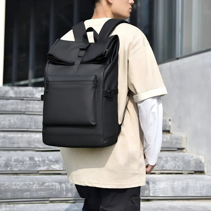 Secure zipper pocket detail on the side of the water-resistant backpack