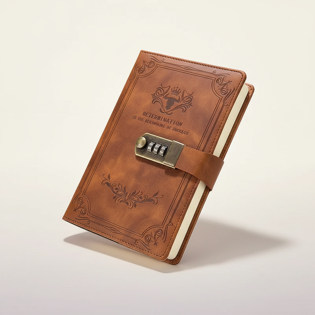 Person setting a new combination code on the lockable journal