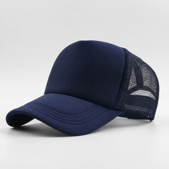 Unisex navy blue hat with structured front crown panel