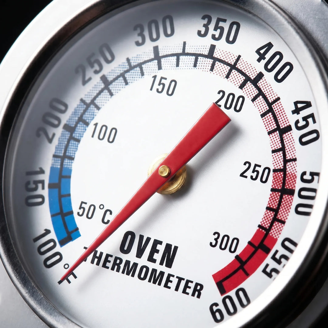 Stainless steel kitchen thermometer dial for oven and freezer temperature monitoring