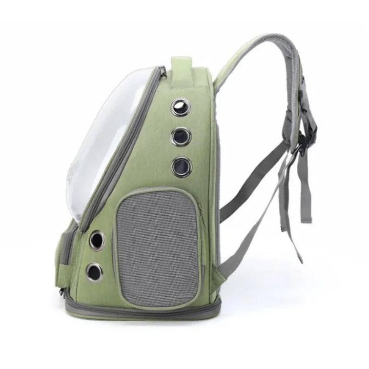 Compact small dog backpack resting on a flat surface ready for travel