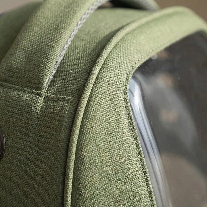 Breathable mesh panels and side pockets on the cat carrier backpack