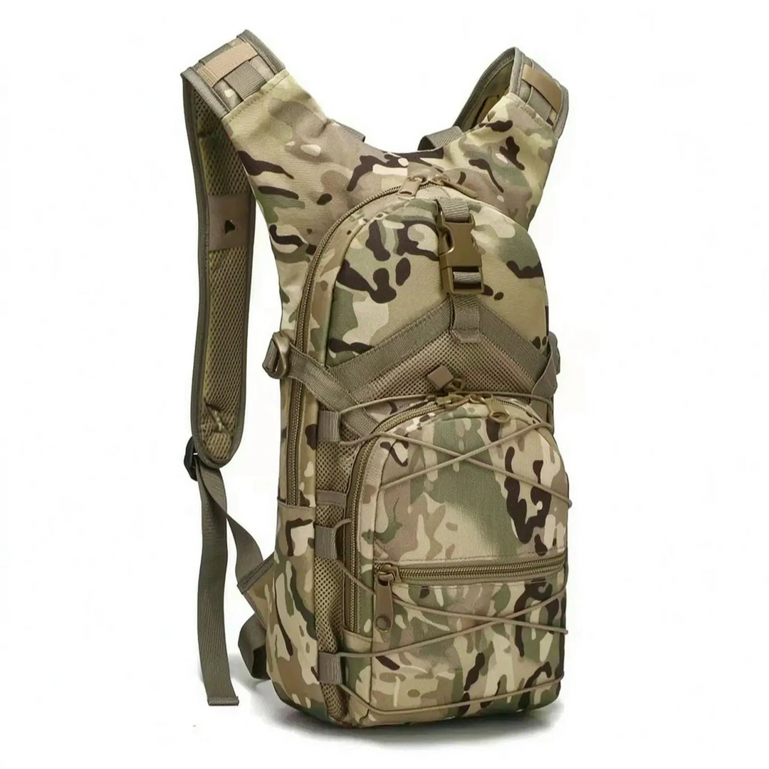 Durable outdoor sports daypack side profile highlighting water bottle pocket