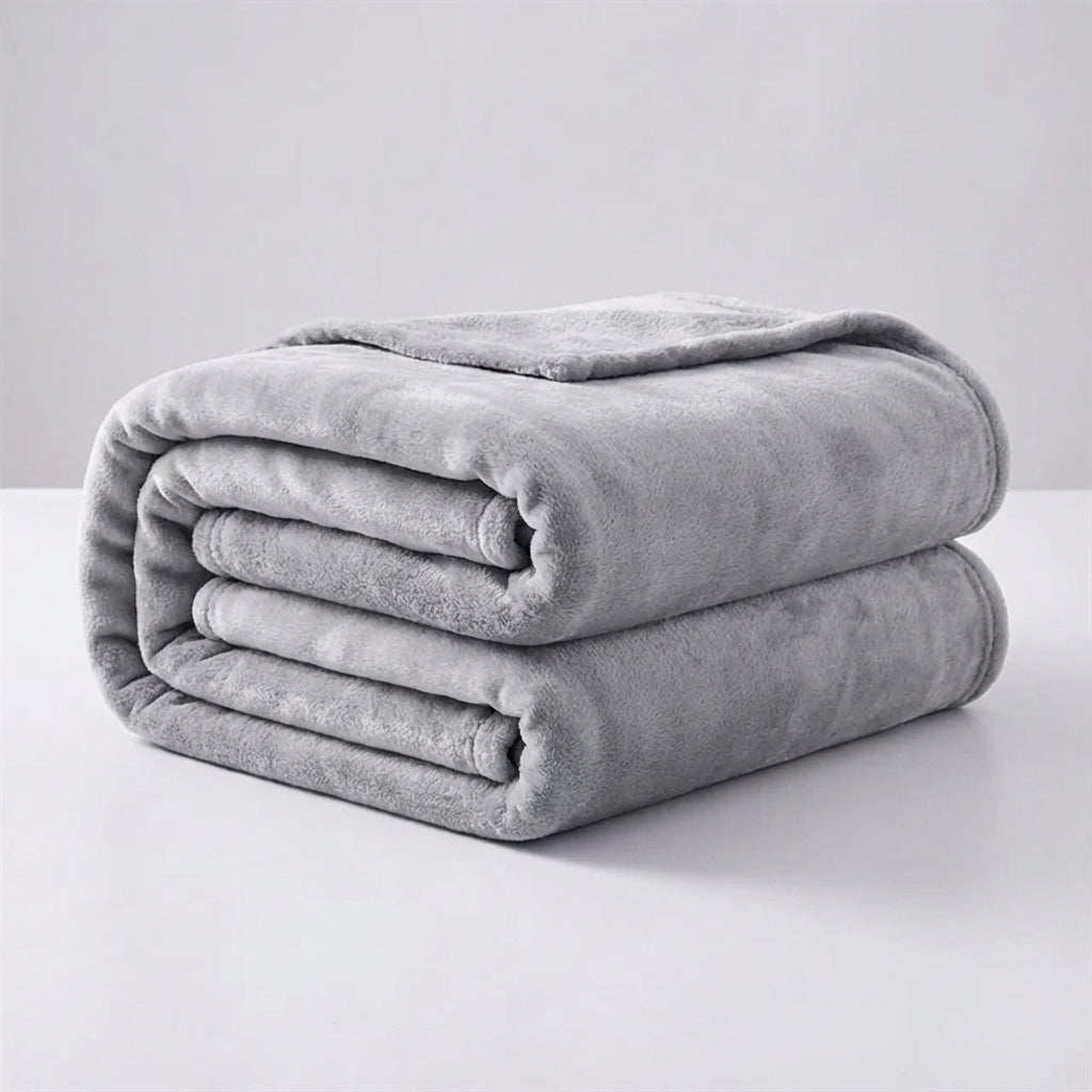 Snugluma travel blanket rolled up compactly with a ribbon tie