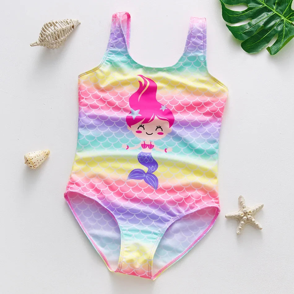Summer swimwear colorful one-piece kids swimsuit apparel