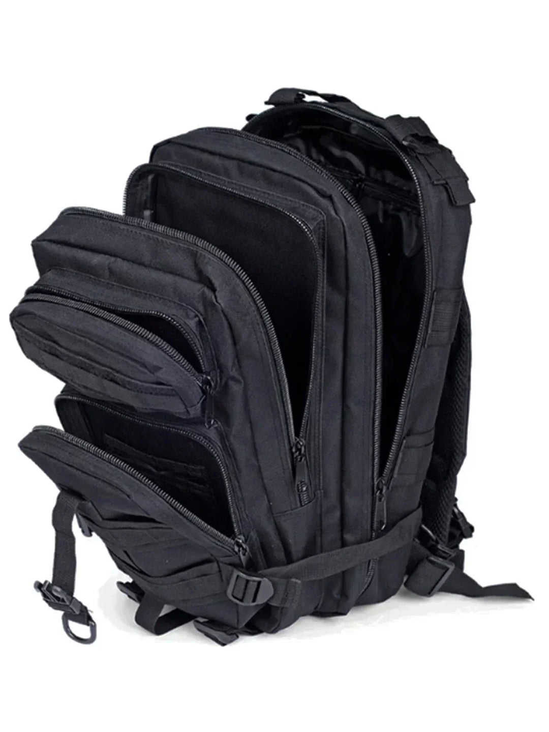 Detailed shot of waist belt buckle and support on hiking rucksack