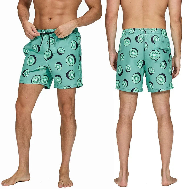 Lifestyle shot of men's casual beachwear shorts ready for vacation and water sports