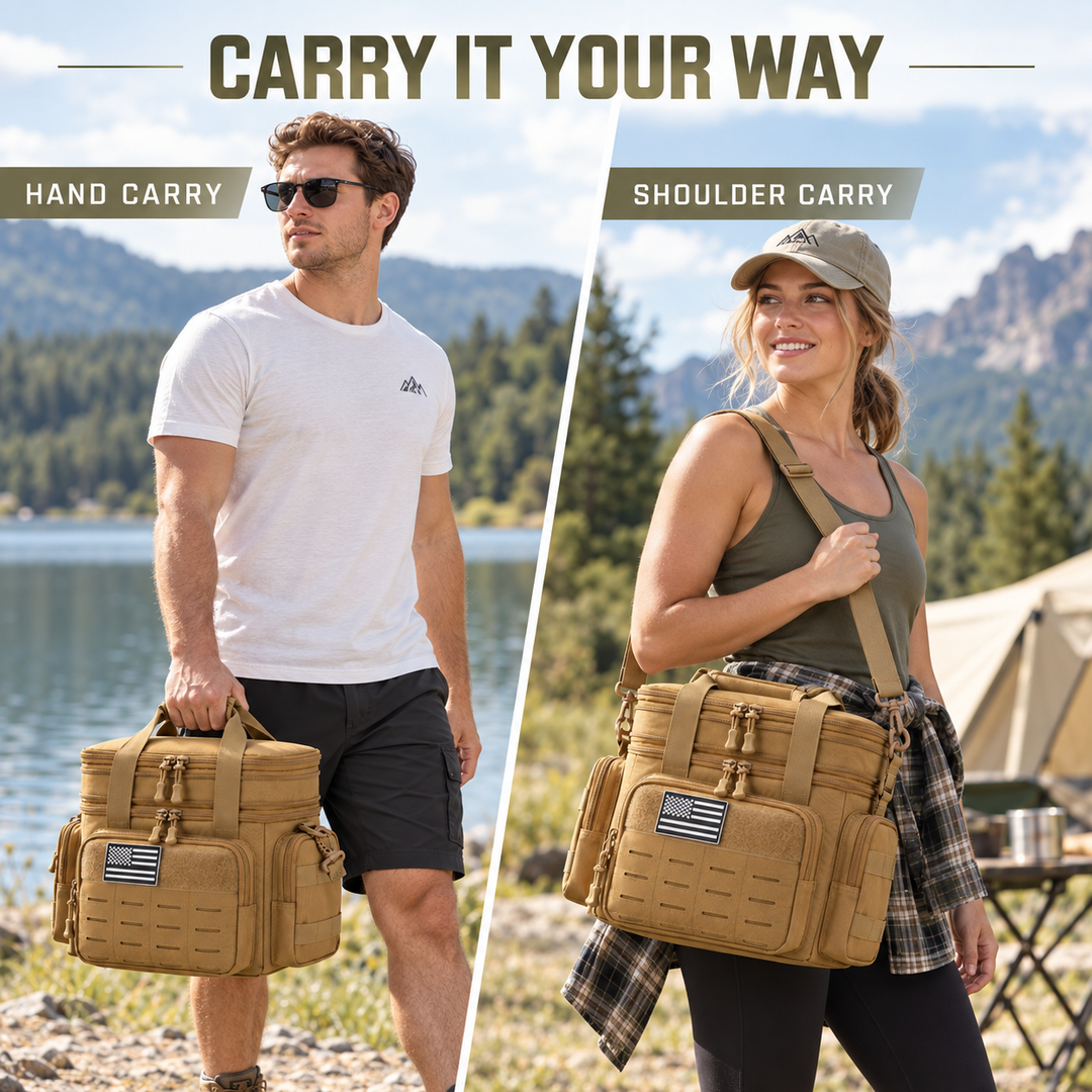 Compact outdoor cooler bag featuring waterproof lining and secure zippers