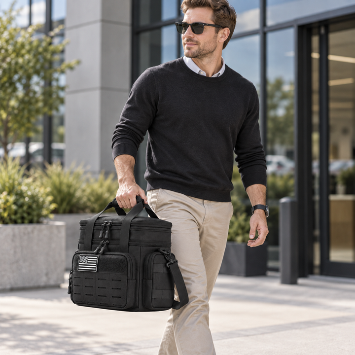 Versatile insulated lunch cooler bag packed for a full day outdoors