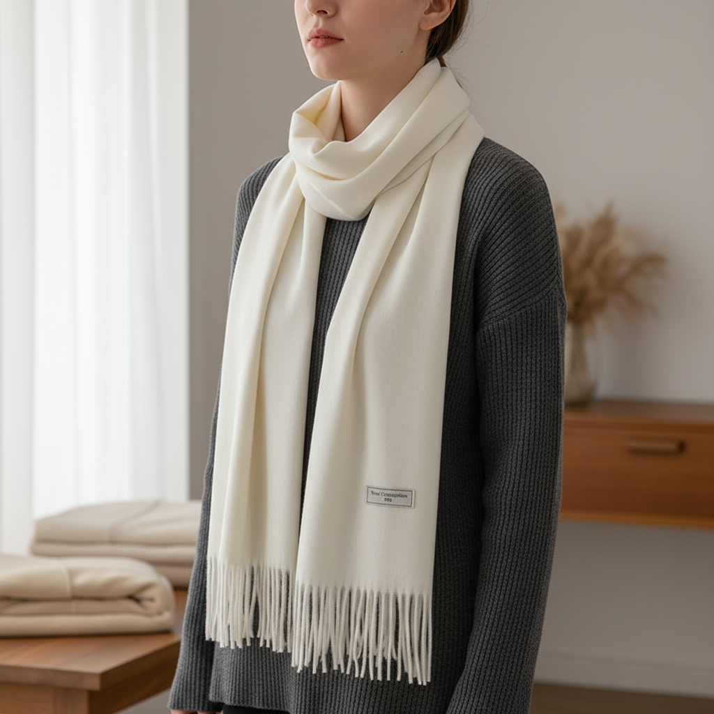 Women's thick winter scarf in solid color cozy wrap