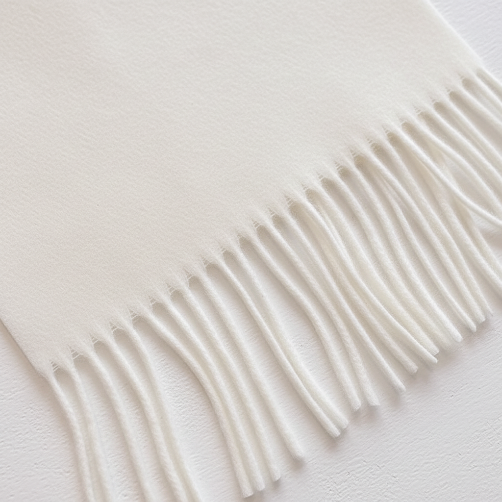 Soft winter wrap scarf with delicate fringe ends