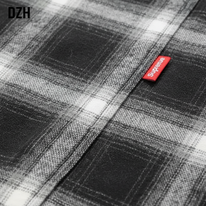 Casual winter check shirt and thermal top featuring button closure