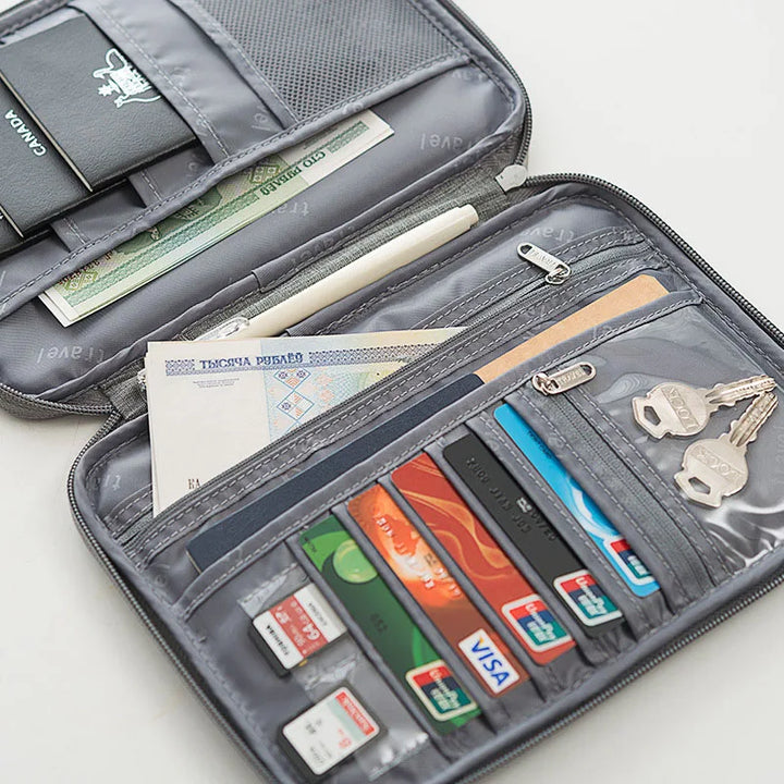 Business travel wallet and passport holder combination