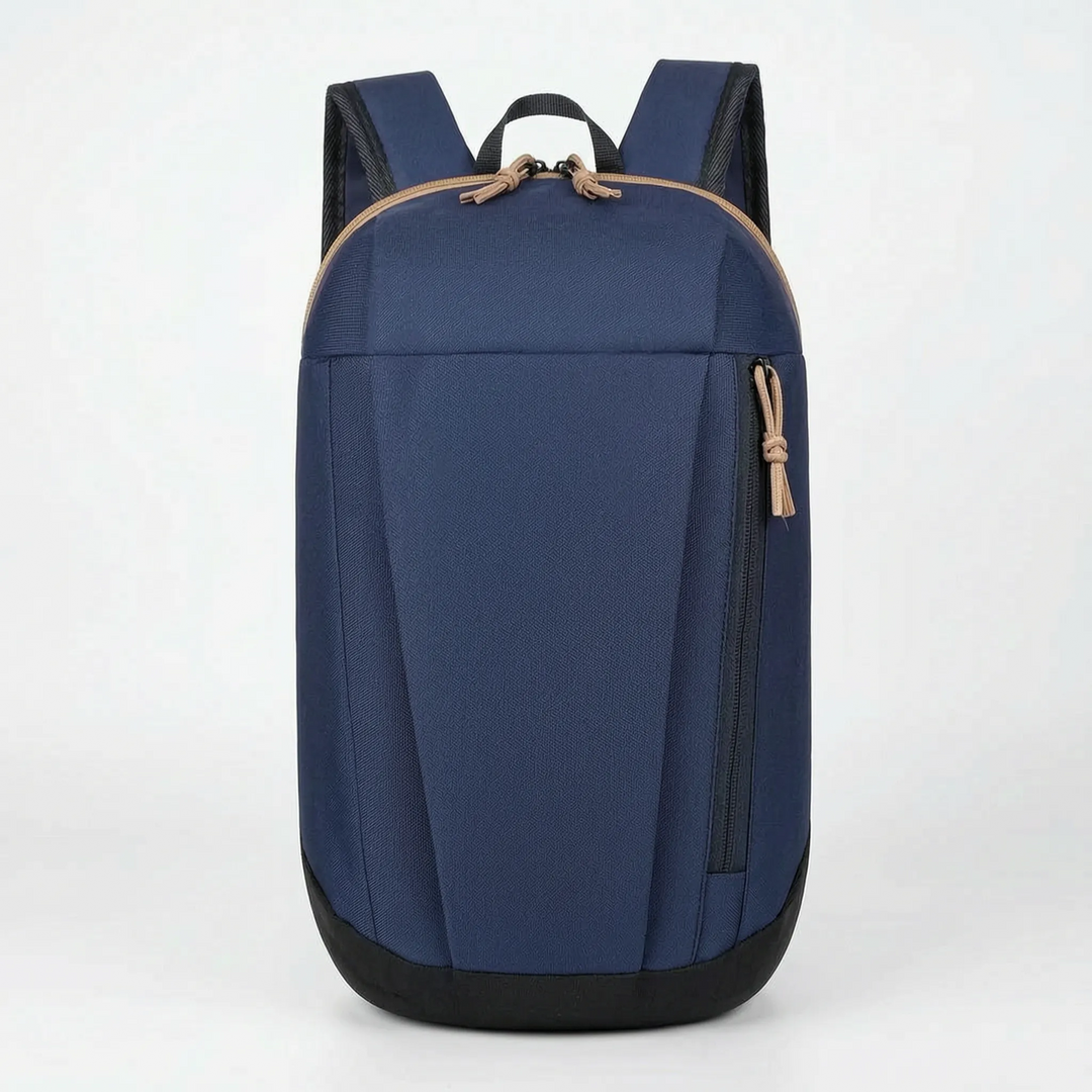Mini rucksack close-up of durable zipper and pull tabs