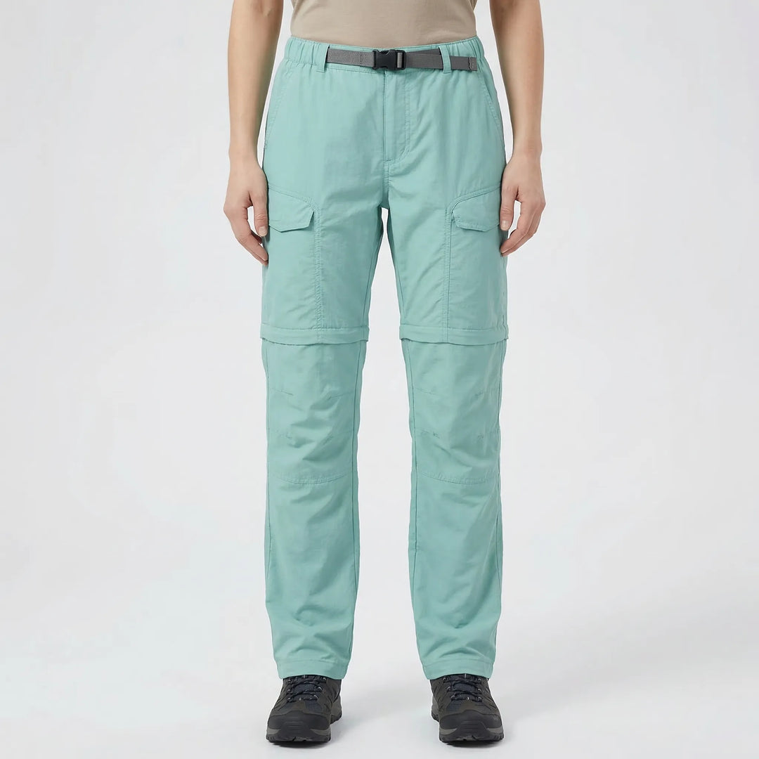 Women's convertible hiking cargo pants showing side utility pockets