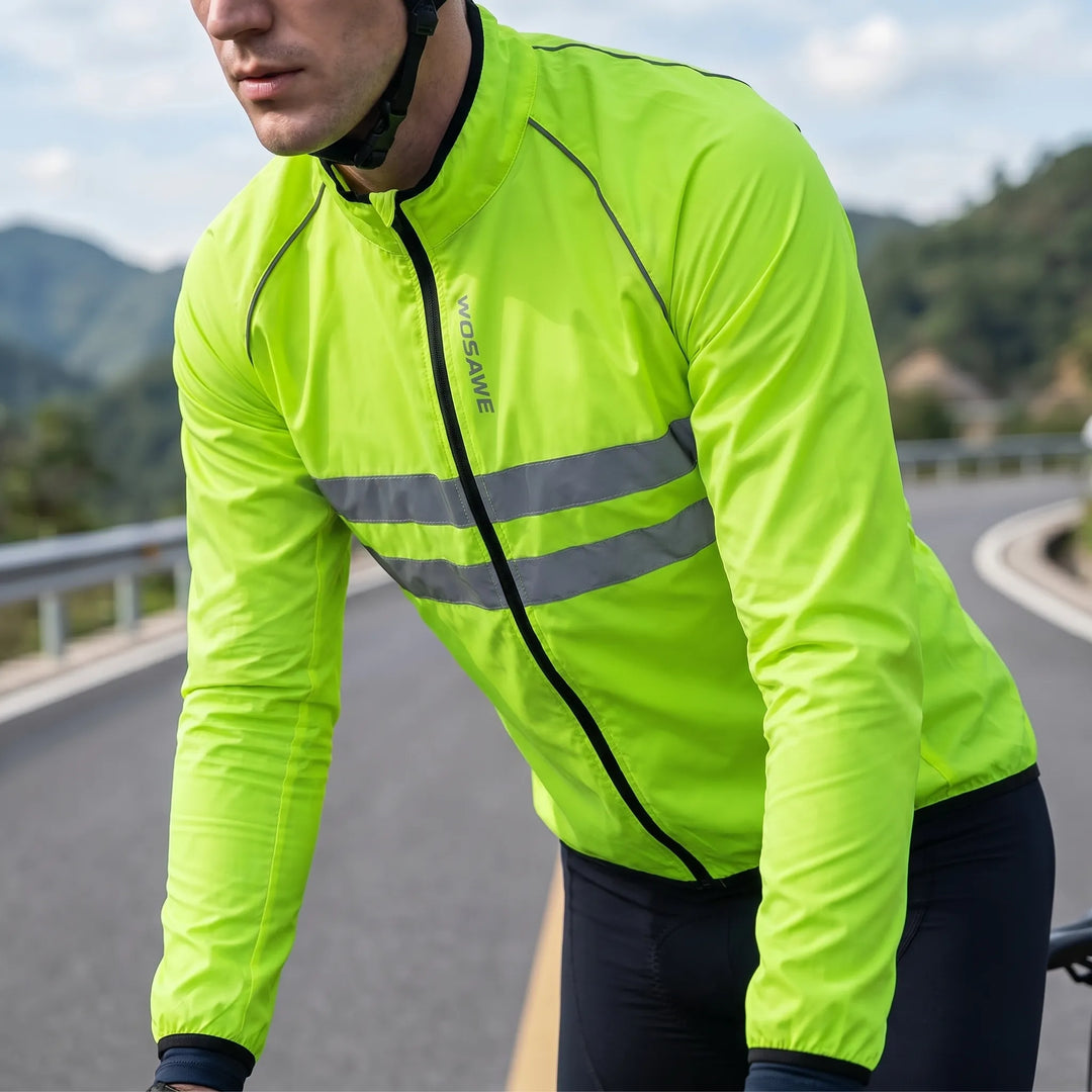 Side profile of lightweight outdoor sports jacket designed for bike riding