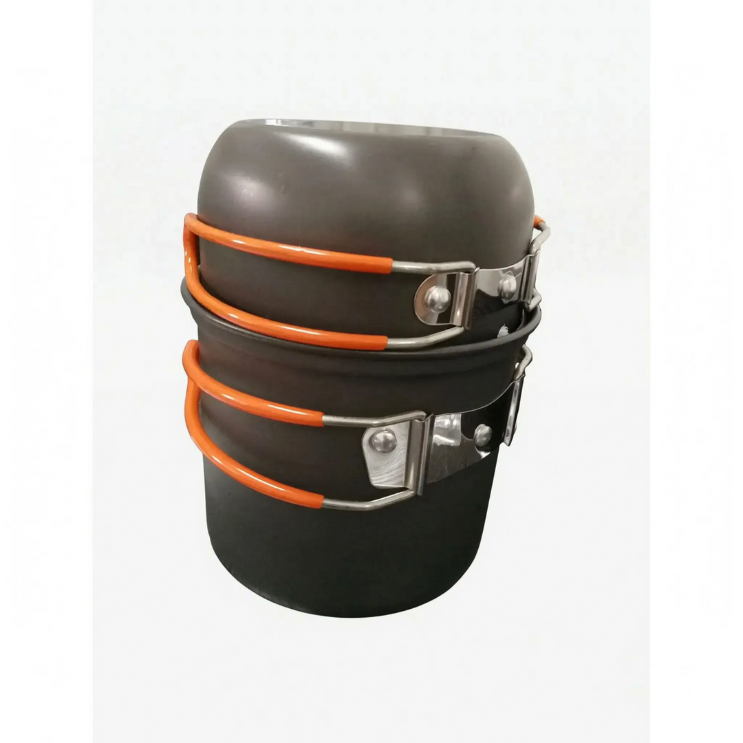 Videnta stackable outdoor dining set in orange variant stacked for travel