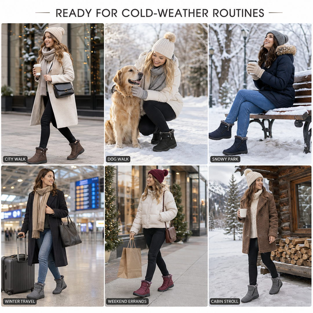 Close-up of stylish winter footwear showing the convenient side zipper detail