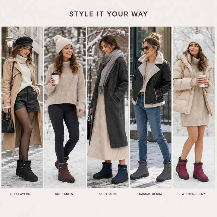 Warm casual boots for women displayed against a neutral background