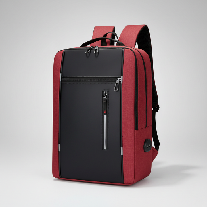 Laptop backpack worn by model demonstrating comfortable daily fit