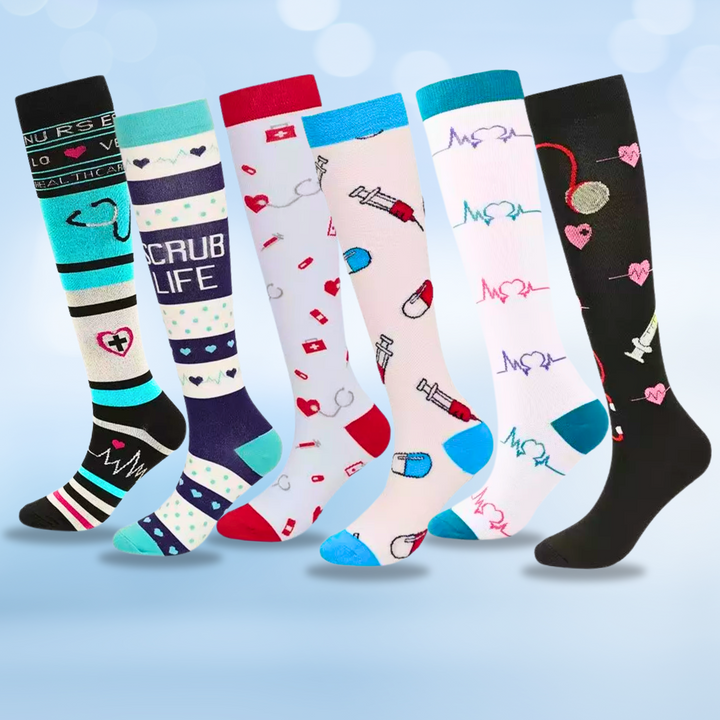 Cozy knit texture compression socks for cold weather comfort