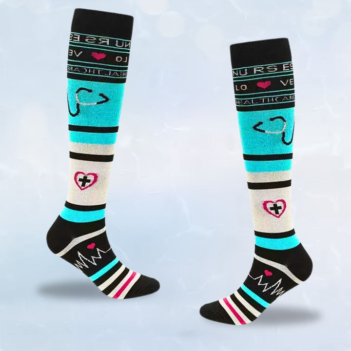Active lifestyle compression socks with bold graphic designs