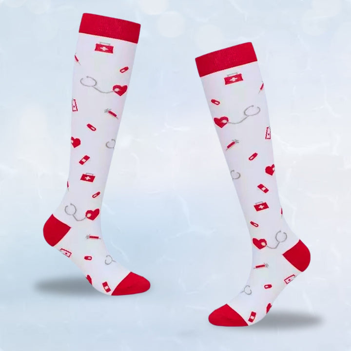 Description image showing compression sock size chart and fit guide