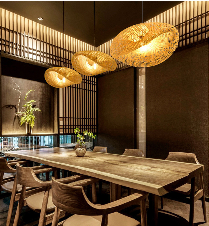 Scandi decor rattan lampshade fitted as a stylish ceiling light