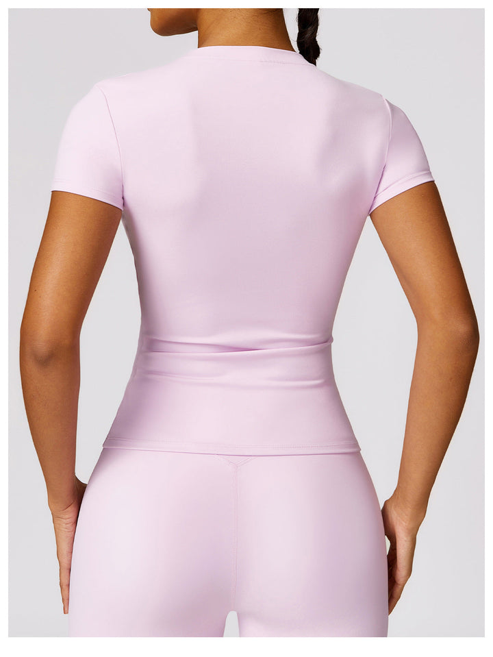 High-waisted yoga shorts part of shaping workout clothes set