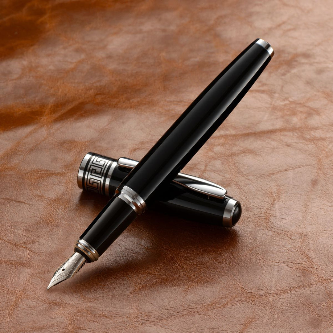 Professional office writing instrument with ergonomic metal grip