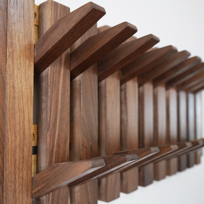Durable wooden organizer with multiple hooks for hallway storage