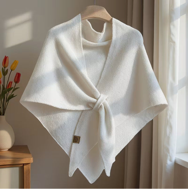 Cozy winter fashion womens knitwear wrap scarf with tassel details
