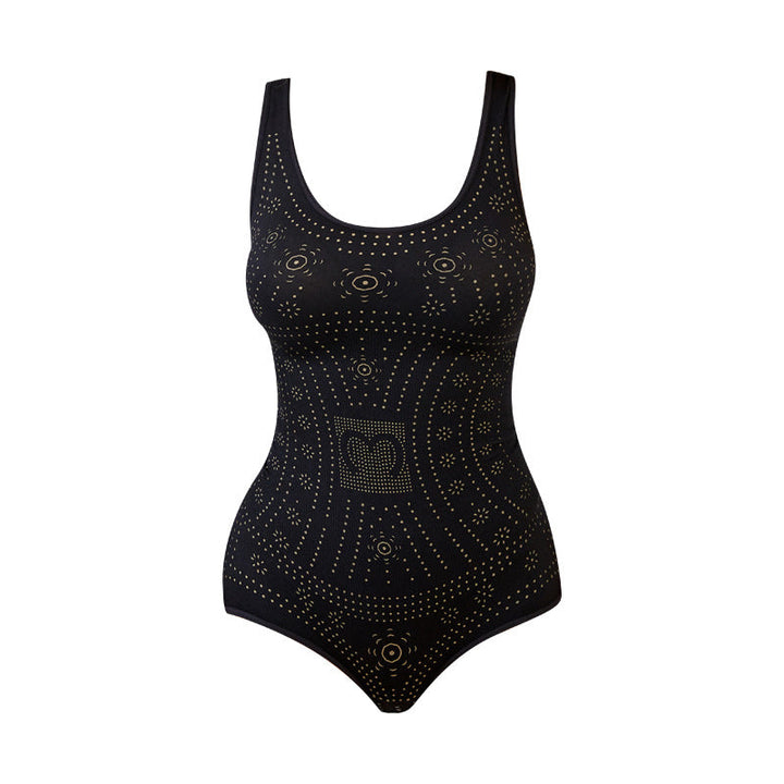 Nude everyday shapewear bodysuit with scoop neck and sleeveless design