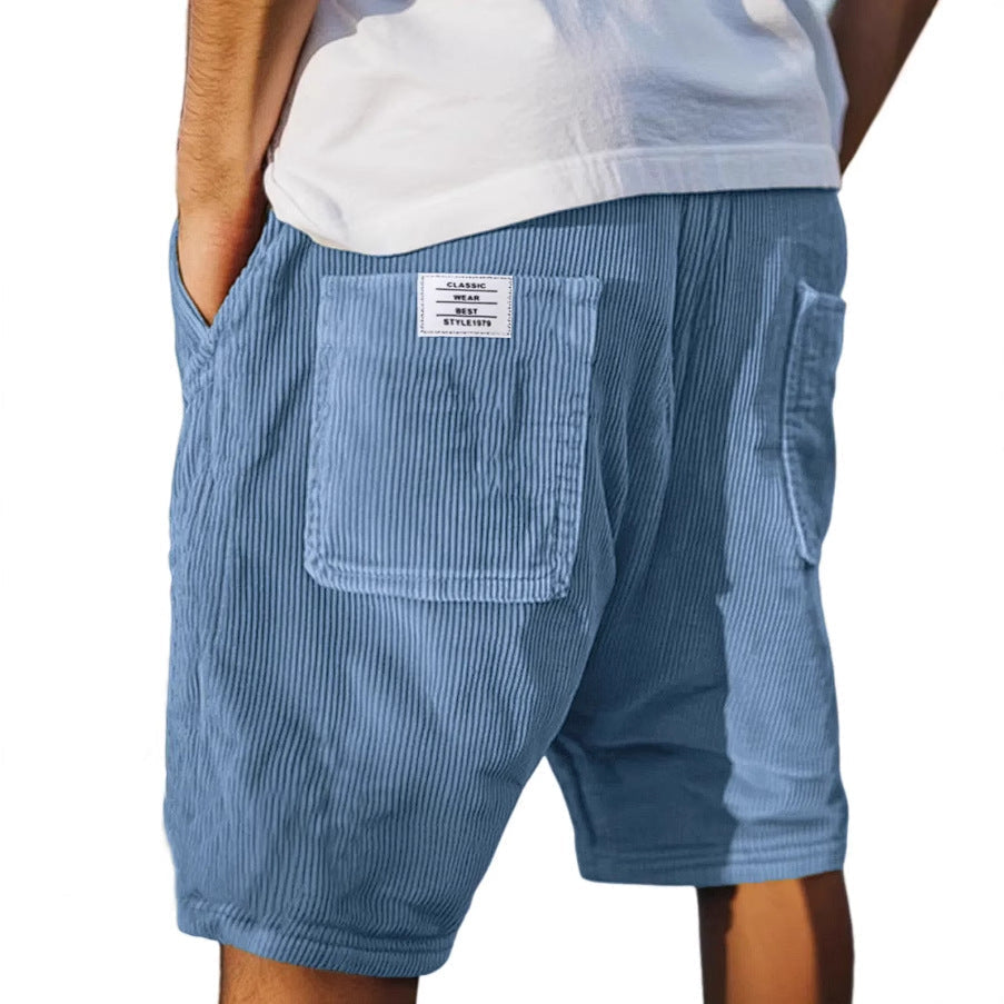 Close up of textured fabric on mens fashion tailored shorts